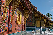 Wat Xieng Thong temple in Luang Prabang, Laos. the Ho Tai, the library where the Buddhist Tripitaka used to be kept. 